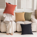 Lumbar Cushion Cover Knit Cotton Hidden Zipper Machine Washable