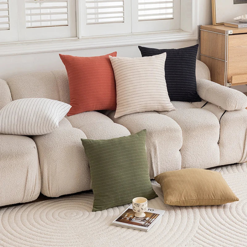 Lumbar Cushion Cover Knit Cotton Hidden Zipper Machine Washable
