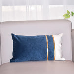 Lumbar Cushion Cover Velvet-Blend Front & Double Gold Stripes
