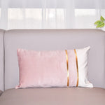 Lumbar Cushion Cover Velvet-Blend Front & Double Gold Stripes