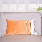 Lumbar Cushion Cover Velvet-Blend Front & Double Gold Stripes