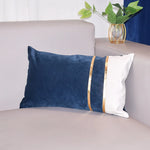Lumbar Cushion Cover Velvet-Blend Front & Double Gold Stripes