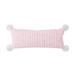 Lumbar Pillow Cotton-Linen Bow-Print & Pom-Pom Corners
