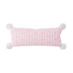 Lumbar Pillow Cotton-Linen Bow-Print & Pom-Pom Corners