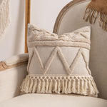 Lumbar Pillow Cover Cotton-Linen Loop-Tufted Machine Washable