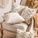Lumbar Pillow Cover Cotton-Linen Loop-Tufted Machine Washable