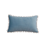 Lumbar Pillow Cover Cotton-Linen Pom-Pom Trim & Hidden Zipper