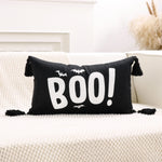 Lumbar Pillow Cover Halloween Boo Cotton-Linen Hidden Zipper