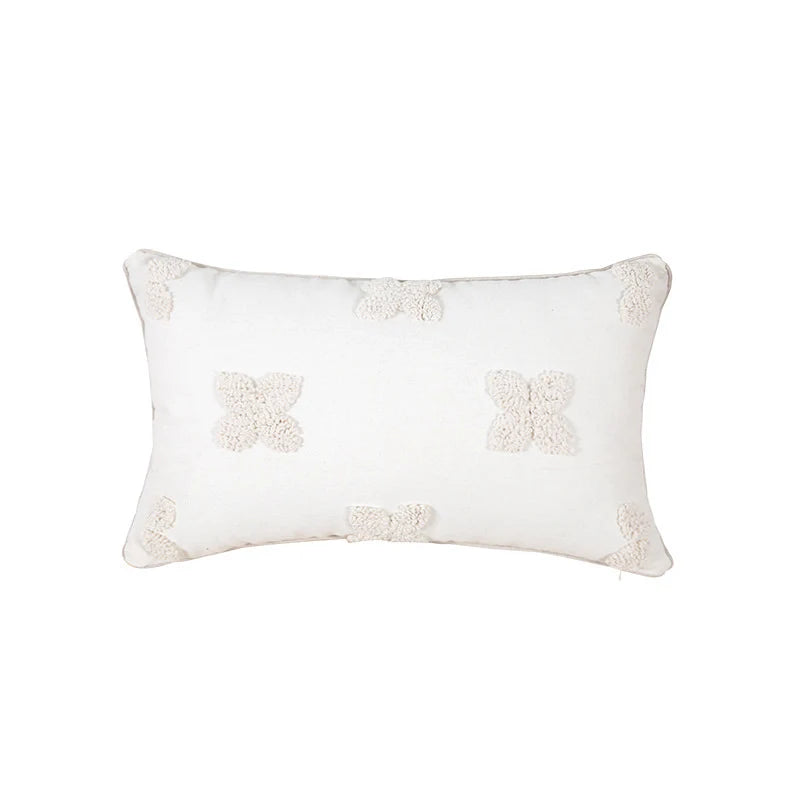 Lumbar Pillow Cover Hand-Tufted Cotton-Linen Concealed Zipper