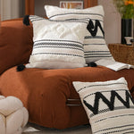 Lumbar Pillow Cover Hand-Tufted Diamond Tassels Woven Cotton Blend