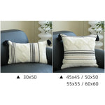 Lumbar Pillow Cover Hand-Tufted Diamond Tassels Woven Cotton Blend
