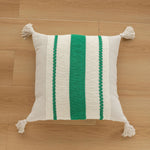 Lumbar Pillow Cover Handwoven Cotton Hidden Zipper & Tassels