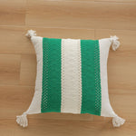 Lumbar Pillow Cover Handwoven Cotton Hidden Zipper & Tassels