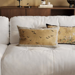 Lumbar Pillow Cover Linen-Blend Velvet Trim Fade-Resistant Print
