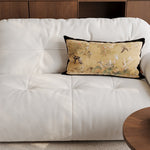 Lumbar Pillow Cover Linen-Blend Velvet Trim Fade-Resistant Print