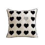 Lumbar Pillow Cover Linen-Look Embroidered Script & Tufted Heart
