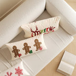 Lumbar Pillow Cover Merry Christmas Print Microfiber & Hidden Zipper