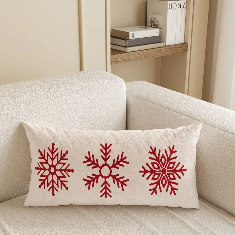 Lumbar Pillow Cover Merry Christmas Print Microfiber & Hidden Zipper