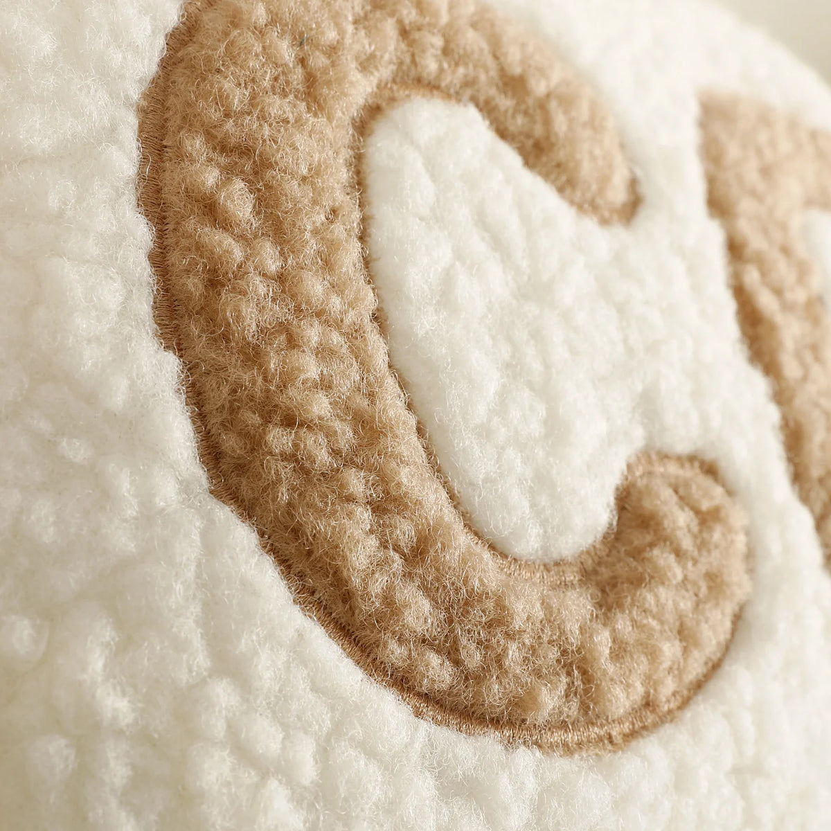 Lumbar Pillow Cover Plush Sherpa & Raised Applique Hidden Zipper