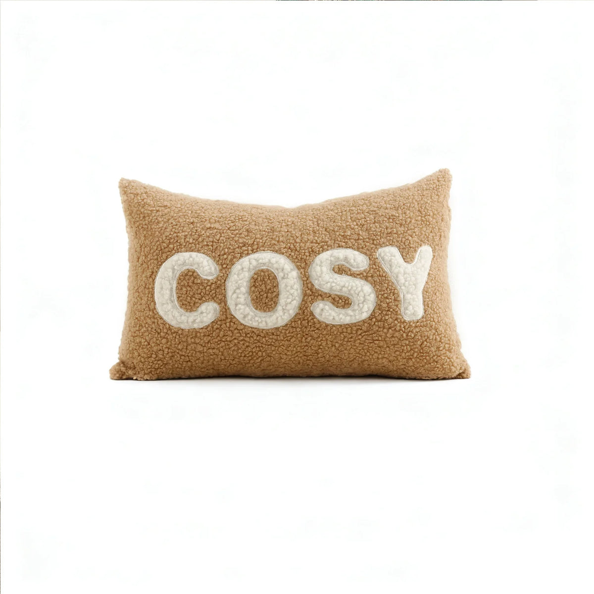 Lumbar Pillow Cover Plush Sherpa & Raised Applique Hidden Zipper