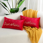 Lumbar Pillow Cover Plush Velvet Metallic Script Hidden Zipper