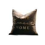 Lumbar Pillow Cover Plush Velvet Metallic Script Hidden Zipper