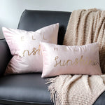 Lumbar Pillow Cover Plush Velvet Metallic Script Hidden Zipper
