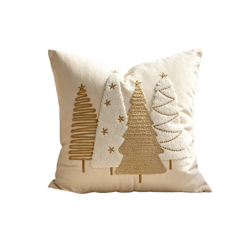 Lumbar Pillow Cover Sherpa & Raised Embroidery Zip Closure
