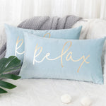 Lumbar Pillow Cover Soft-Touch Fabric Metallic Script Embroidery