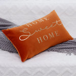 Lumbar Pillow Cover Soft-Touch Fabric Metallic Script Embroidery