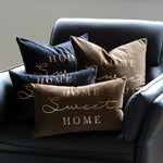 Lumbar Pillow Cover Soft-Touch Fabric Metallic Script Embroidery