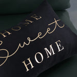 Lumbar Pillow Cover Soft-Touch Fabric Metallic Script Embroidery