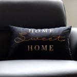 Lumbar Pillow Cover Soft-Touch Fabric Metallic Script Embroidery