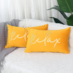 Lumbar Pillow Cover Soft-Touch Fabric Metallic Script Embroidery