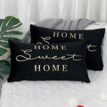 Lumbar Pillow Cover Soft-Touch Fabric Metallic Script Embroidery
