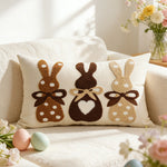 Lumbar Pillow Cover Tufted Bunny Applique Cotton-Linen Blend