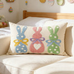 Lumbar Pillow Cover Tufted Bunny Applique Hidden Zipper