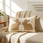 Lumbar Pillow Cover Tufted Bunny Applique Hidden Zipper