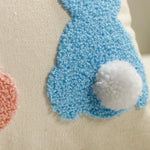 Lumbar Pillow Cover Tufted Bunny Applique Hidden Zipper