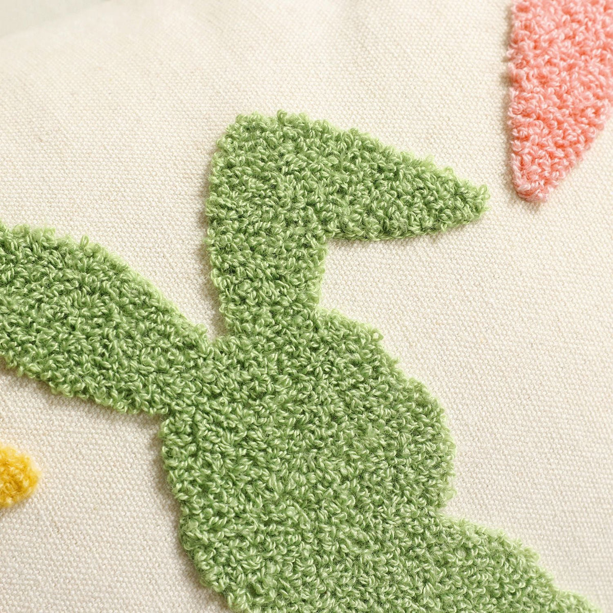 Lumbar Pillow Cover Tufted Bunny Applique Hidden Zipper