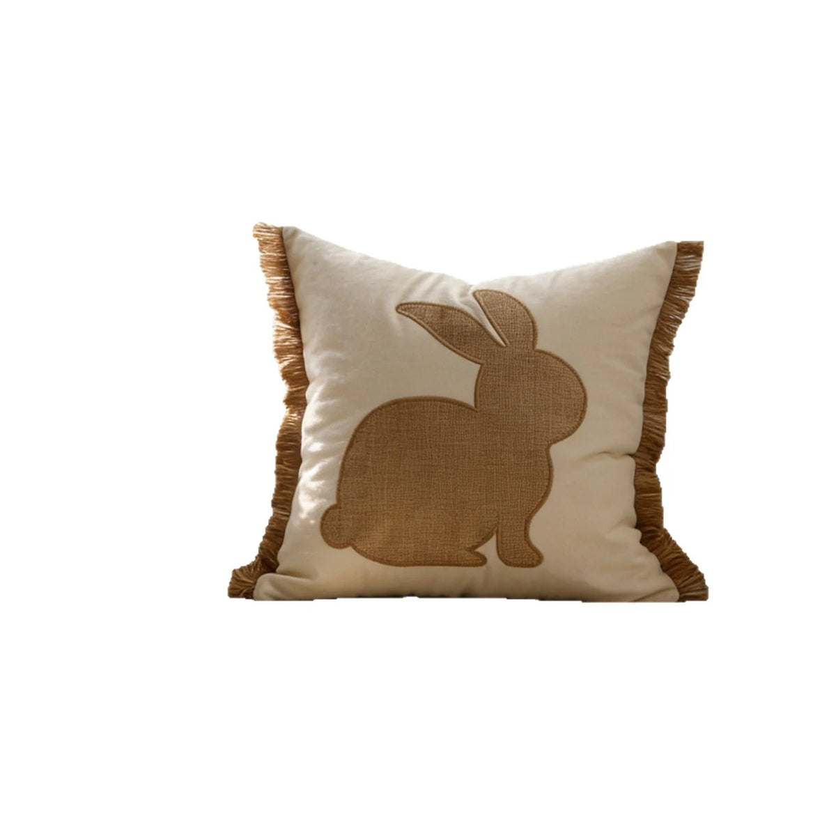 Lumbar Pillow Cover Tufted Bunny Applique Hidden Zipper