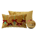 Lumbar Pillow Cover Velvet Embroidered Snowflakes & Bow Detail