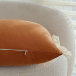 Lumbar Pillow Cover Velvet-Look Microfiber Fringed