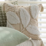 Lumbar Pillow Cover Velvety Microvelour Fringed Edges Concealed Zipper