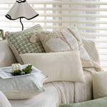 Lumbar Pillow Cover Velvety Microvelour Fringed Edges Concealed Zipper