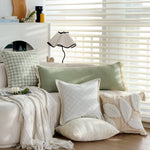 Lumbar Pillow Cover Velvety Microvelour Fringed Edges Concealed Zipper