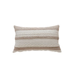Lumbar Pillow Cover Woven Cotton Braided Trim Hidden Zipper