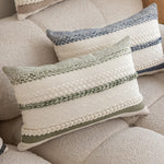 Lumbar Pillow Cover Woven Cotton Braided Trim Hidden Zipper