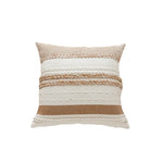 Lumbar Pillow Cover Woven Cotton Tufted & Braided Stripe