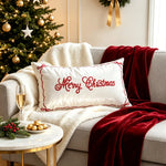 Lumbar Pillow Embroidered Holiday Satin & Hypoallergenic Insert